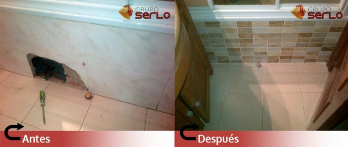 Arreglo de agujero en ducha, con colación de nuevas baldosas